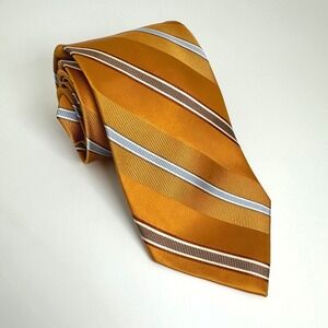 Jos. A. Bank Necktie Mens Gold Blue Repp Striped 100% Silk Preppy Regimental